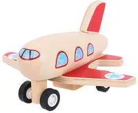 Jucarie din lemn Bigjigs Pull Back Planes - Avion