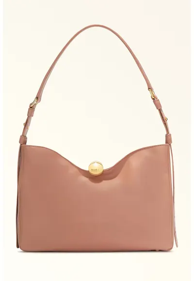 Geanta hobo de piele Sfera - Roz prafuit