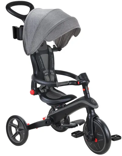 Tricicletă pliabilă pentru copii 4 în 1 Globber - Explorer Trike Foldable, gri-neagră