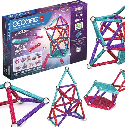 Constructor magnetic Geomag - Glitter, 60 de piese