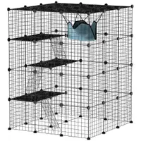PawHut Căsuță pentru Pisici cu 4 Nivele, 3 Platforme de Sărit, Rampe, 5 Uși și Covoare Antiderapante, 105x105x140 cm, Negru | Aosom Romania