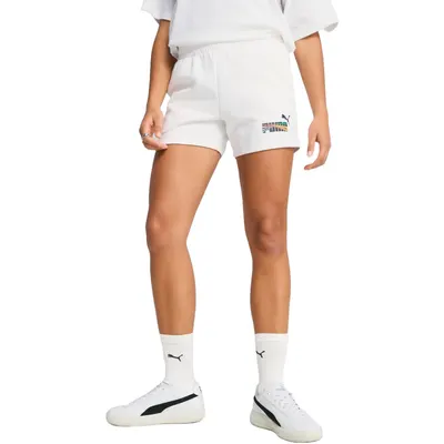 Pantaloni scurti femei Puma Love United Mid-rise Shorts 4, Alb