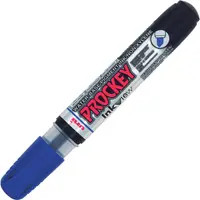 Marker permanent Uni Prockey - PM-225F, pe baza de apa, 1,4-2,0 mm si 3,7 mm, albastru