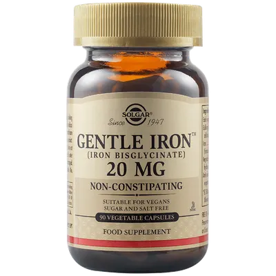 Fier cu actiune blanda Gentle Iron 20mg, 90 capsule, Solgar