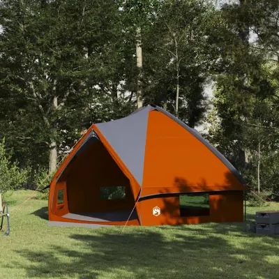 vidaXL Cort Teepee pentru 10 Persoane 10 persoană Gri și Portocalie