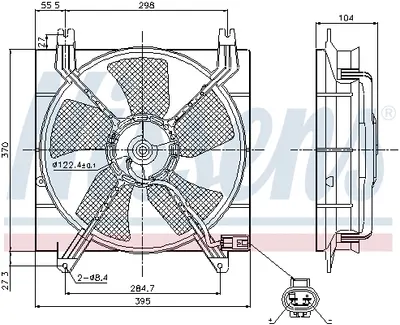 Ventilator radiator (cu carcasa) potrivit CHEVROLET LACETTI, NUBIRA, REZZO; DAEWOO LACETTI, NUBIRA 1.4-2.0 07.03