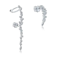 Cercei asimetrici din aur alb cu diamante de 0.9ct