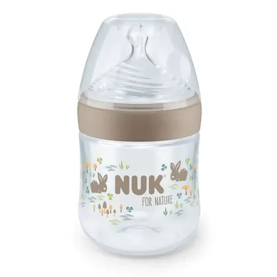 Biberon cu tetina de silicon si control temperatura Nuk For Nature 150 ml S 0-6 luni