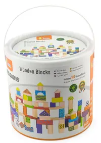 Constructor din lemn Viga - Piese colorate, 100 piese