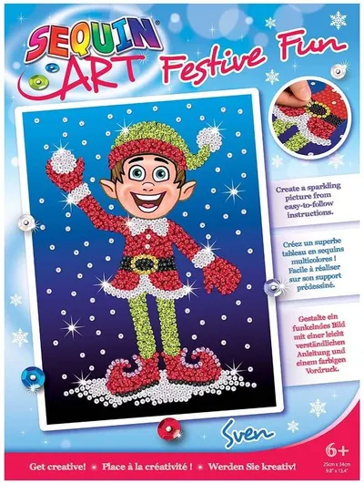 Set creativ KSG Crafts - Arta cu paiete, Elf Sven