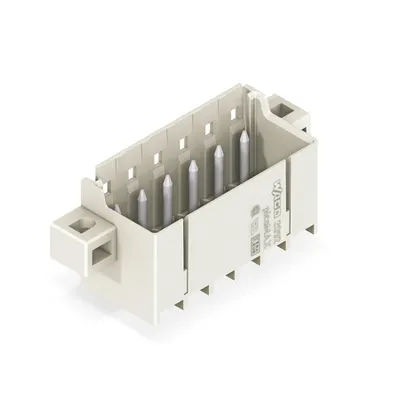 THT male header; 1.4 mm Ø solder pin; straight; clamping collar; Pin spacing 5 mm; 12-pole; light gray