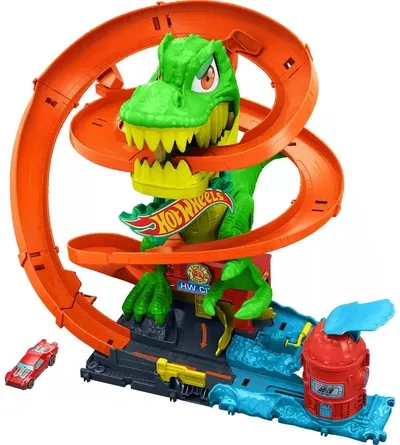 Set de joacă Hot Wheels City - T-Rex vs Fire Station, 1:64