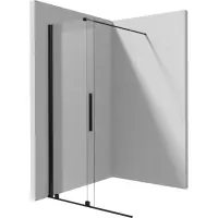 Paravan dus sticla securizata walk-in cu usa glisanta, 120x195 cm, negru mat, Deante Prizma