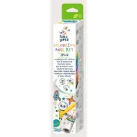 Kit rola de desenat autoadeziva - 3 m si 12 creioane colorate cerate, Spatiu - Haku Yoka