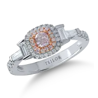 Inel din aur alb-roz cu diamante transparente de 0.52ct si diamante roz de 0.29ct
