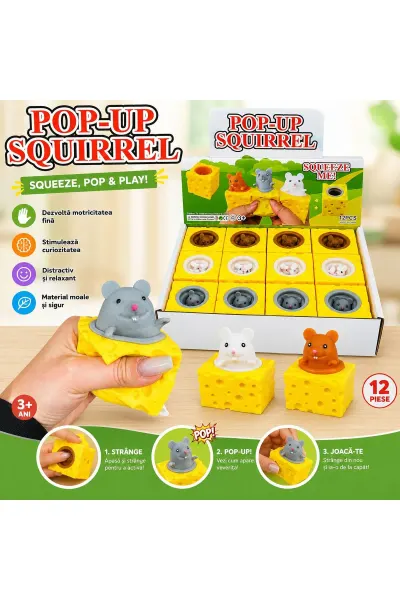 Jucarie Squishy pop-up Soricel Cascaval Antistres - mingii moi si in culori atractive Simple cu sclipici și clasice cu bilute Dumpling Jucarii En-gross