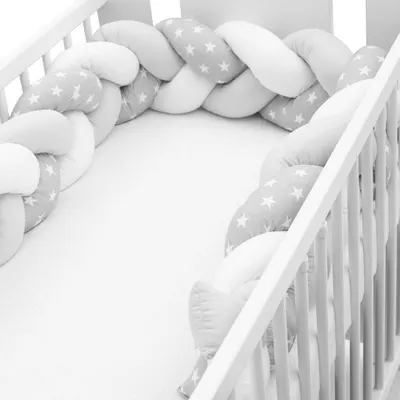 Protectie laterala pentru patut tip bumper New Baby 225 cm Stars greywhite