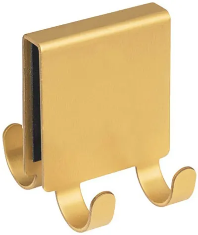 Cuier dublu Wenko - Vieste, 5.5 x 6 x 7 cm, auriu