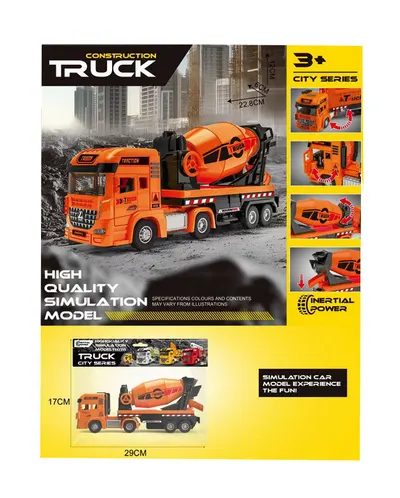 Camion Cimentieră de Jucărie cu Fricțiune Inertial Power – Betonieră Mobilă Construction Truck, 22.8 cm 6511110056169 Engros