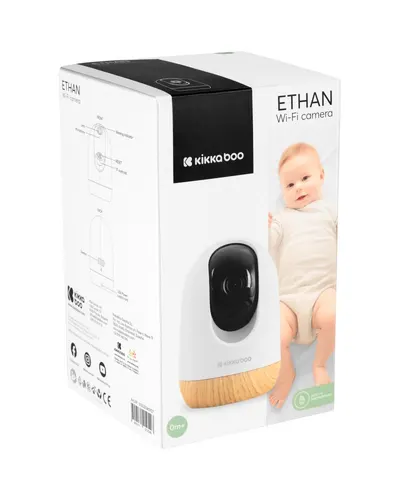 Camera video Wi-Fi KikkaBoo Ethan cu rezolutie 2K,alarma si notificari,inregistrare video,detectare si urmarire miscare,Microfon si difuzor incorporate, Vedere nocturna pana la 10metri,Live stream,Aplicatie gratuita