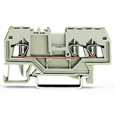 3-conductor through terminal block; 1.5 mm²; suitable for Ex e II applications; center marking; for DIN-rail 35 x 15 and 35 x 7.5; CAGE CLAMP®; 1,50 mm²; light gray