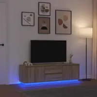 Gossi dulap tv cu lumini led stejar sonoma 160,5x41x50 cm