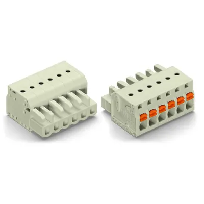 1-conductor female plug; 100% protected against mismating; push-button; 2.5 mm²; Pin spacing 5 mm; 11-pole; 2,50 mm²; light gray