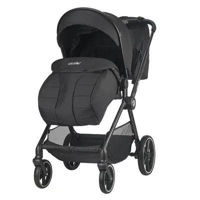 Carucior pentru copii Coccolle Lissia Anthracite modular 4 in 1, cu scoica auto iSize Coccolle Rilax Greystone si baza isofix iSize Coccolle Rilax