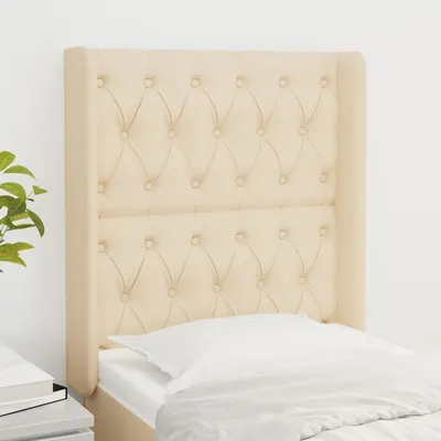 vidaXL Tăblie de pat cu aripioare, crem, 83x16x118/128 cm, textil