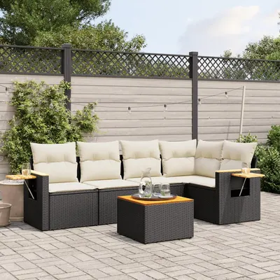 Gossi set mobilier de gradina cu perne, 6 piese, negru, poliratan