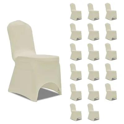 vidaXL Huse elastice pentru scaun, 18 buc., crem