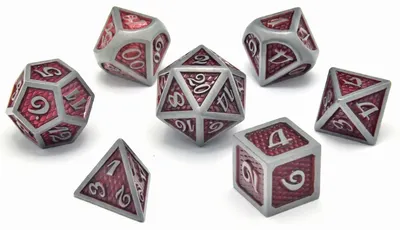 Set zaruri GlassStaff - Metal RPG Dice Set, Fiery Fate (7 buc.)