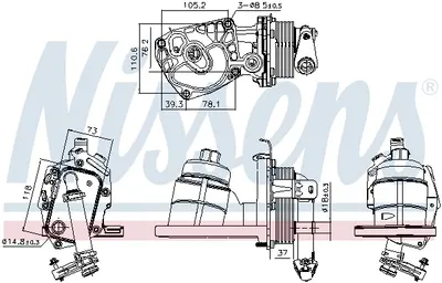Radiator ulei termoflot cu carcasa filtru potrivit CITROEN C5 II, C5 III, C6, C8, C-CROSSER, C-CROSSER ENTERPRISE; FIAT ULYSSE; FORD GALAXY II, MONDEO IV, S-MAX; JAGUAR XF I, XF SPORTBRAKE 2.2D 03.06
