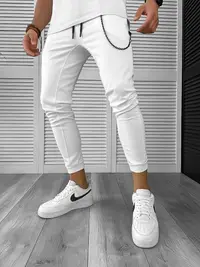 Pantaloni de trening albi conici 12606 O2-5.3