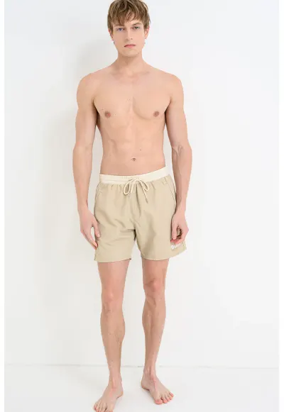 Pantaloni scurti de baie cu model uni Starfish - Crem