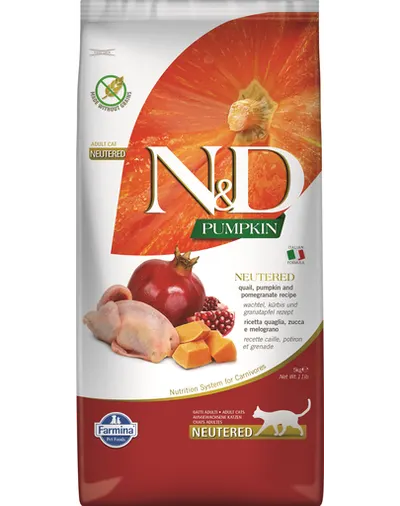 FARMINA N&D Pumpkin Cat Neutered Hrana pisici sterilizate si castrate, cu prepelita si rodie 5 kg