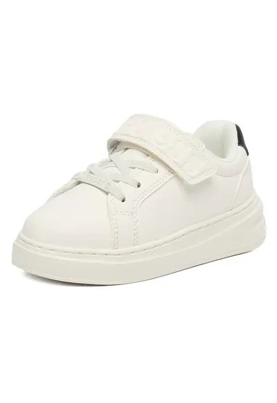 Pantofi sport baieti - piele ecologica - velcro - alb