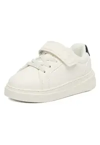Pantofi sport baieti - piele ecologica - velcro - alb