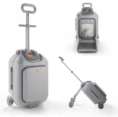 Valiză pentru copii cu șezut KinderKraft - Cabby, Grey
