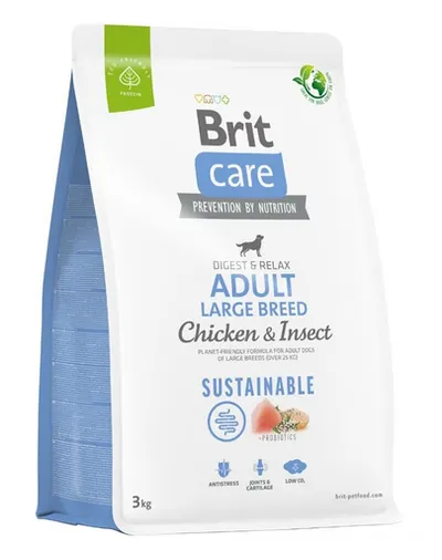 BRIT Care Dog Sustainable Adult Large Breed Chicken & Insect hrana caini talie mare 3 kg pui si insecte