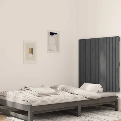 vidaXL Tăblie de pat pentru perete, gri, 95,5x3x90 cm, lemn masiv pin