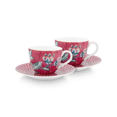 Set 2 cești cu farfurioare, Pip Studio, colecția Flower Festival, 280ml