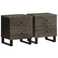 Gossi noptiere, 2 buc., negru, 40x33x46 cm, lemn masiv de mango
