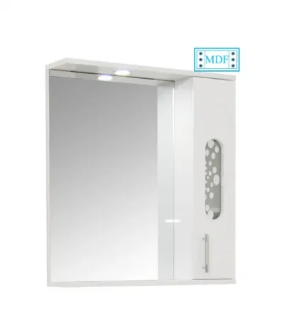 Dulap baie suspendat seria 177 cu oglinda, front MDF, montat, alb, 65x71 cm