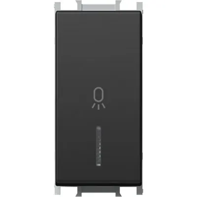 Modul Buton cu LED Simplu 1M 16A IP20 Negru, TEM Modul TEM-SM11SBIN02-B