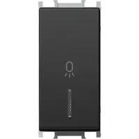 Modul Buton cu LED Simplu 1M 16A IP20 Negru, TEM Modul TEM-SM11SBIN02-B