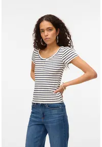 Tricou cu model in dungi - Alb/Negru