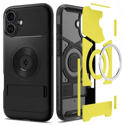 Husa MagSafe pentru Apple iPhone 16, Spigen, Slim Armor, Neagra ACS08227