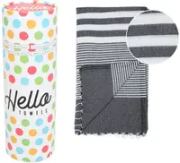 Prosop de bumbac într-o cutie Hello Towels - Malibu, 100 x 180 cm, alb-negru
