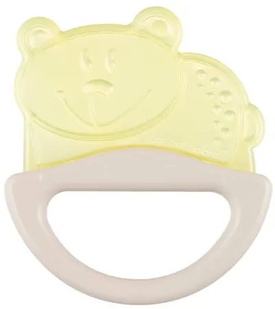 Inel gingival din silicon cu zornaitoare Canpol - Ursuleț, galben